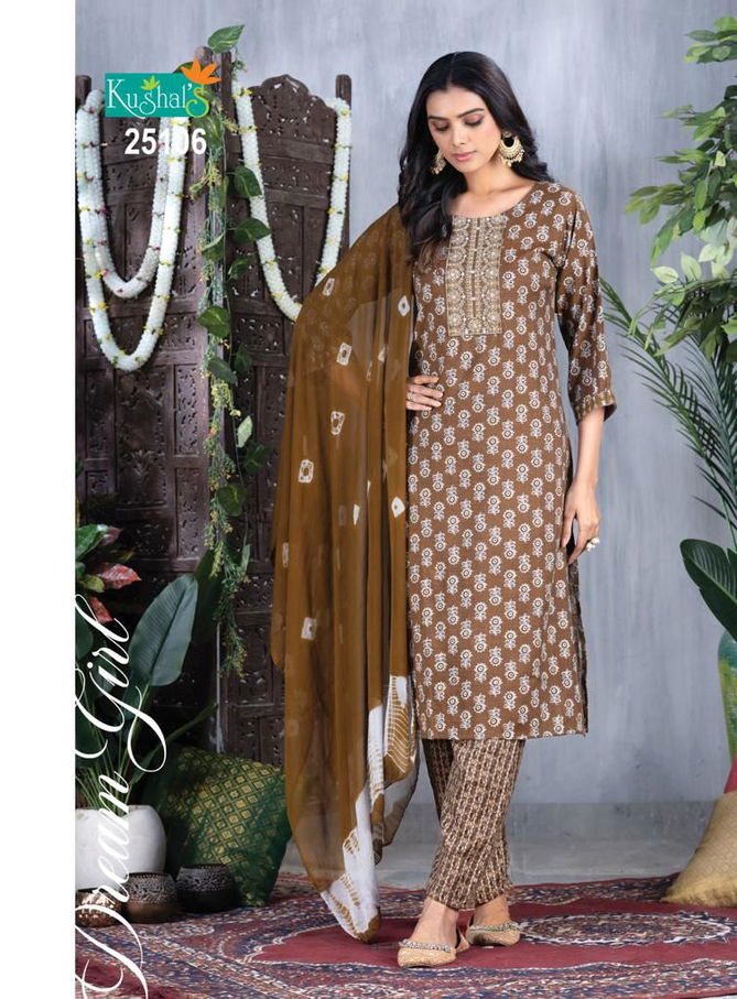 Dream Girl By Kushals straight printed Kurti With Bottom Dupatta